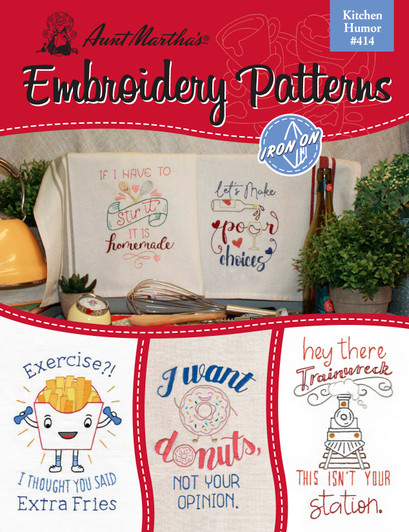 Aunt Martha's Iron-On Embroidery Transfer Pattern Book Bundle Sunbonnet Days, Farm Living, Fruits & Veggies, Playful Puppies, Clever Kitties, Fancifu