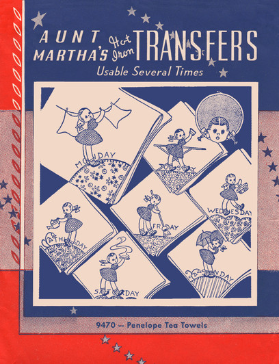 Iron-on Hand Embroidery Transfer Pattern Aunt Martha's® #9470 Penelope Tea Towels Iron-on Hand Embroidery Transfer Pattern Aunt Martha's® #9470 Penelope Tea Towels