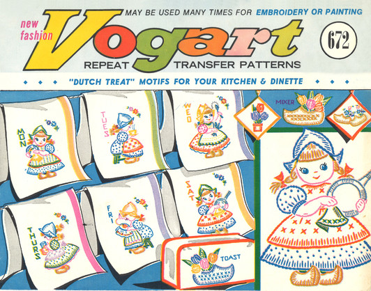 Vogart® Hand Stitch Iron-on Embroidery Transfer Pattern #672 Dutch Treat Vogart® Hand Stitch Iron-on Embroidery Transfer Pattern #672 Dutch Treat
