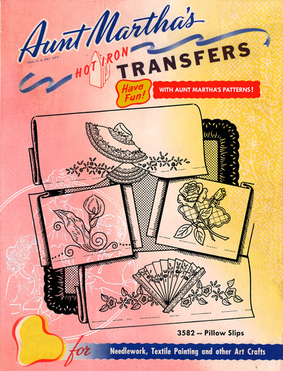 Aunt Martha's® Iron-on Hand Stitch Embroidery Transfer Pattern #3582 Colonial Floral Pillow Slips Aunt Martha's® Iron-on Hand Stitch Embroidery Transfer Pattern #3582 Colonial Floral Pillow Slips