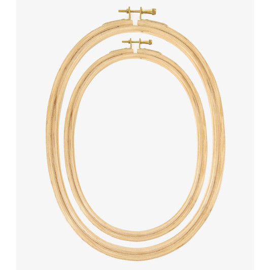 Pair of DMC oval embroidery hoops in 6 inch and 8 inch sizes. Pair of DMC oval embroidery hoops in 6 inch and 8 inch sizes.