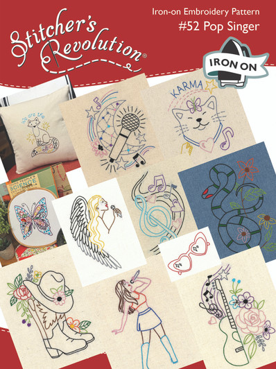 Stitcher's Revolution® #SR52 Pop Singer - Hand Stitch Embroidery Transfer Pattern for Taylor Swift fans. Retail packaging.