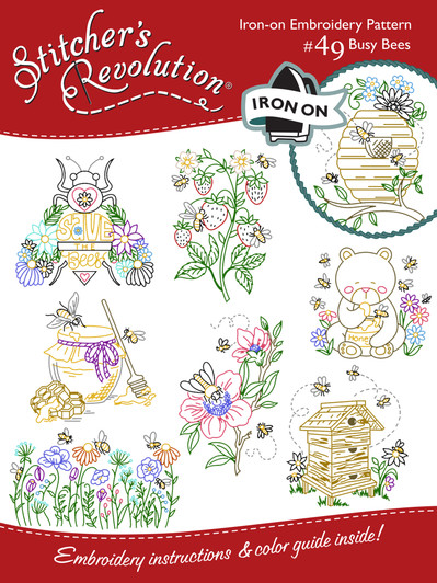 Stitcher's Revolution® #SR49 Buzzing Bees - Hand Stitch Embroidery Transfer Pattern (RETAIL FRONT)