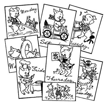 Aunt Martha's® Hand Stitch Iron-on Embroidery Transfer Pattern #3743 Personality Pigs.