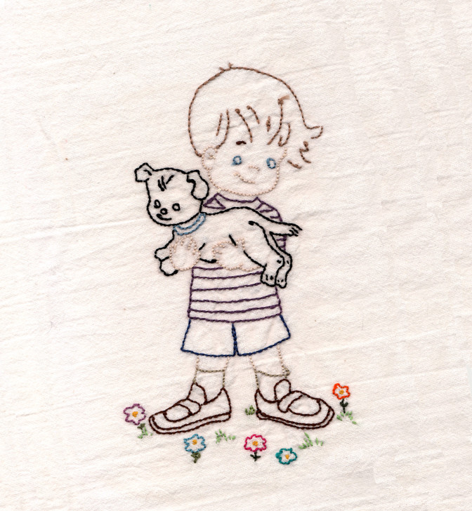 Aunt Martha's Embroidery Transfer Pattern #3911 Little Boy Tea Towels