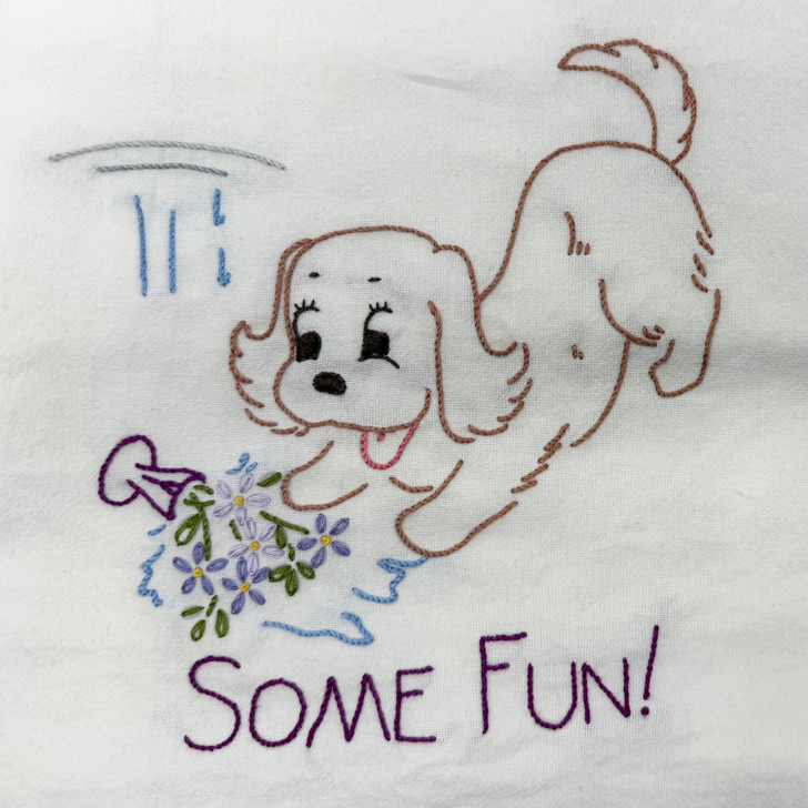 Aunt Martha's® Iron-on Hand Stitch Embroidery Transfer Pattern #3052 Playful Cocker Puppy Some Fun