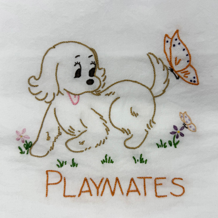 Aunt Martha's® Iron-on Hand Stitch Embroidery Transfer Pattern #3052 Playful Cocker Puppy Playmates