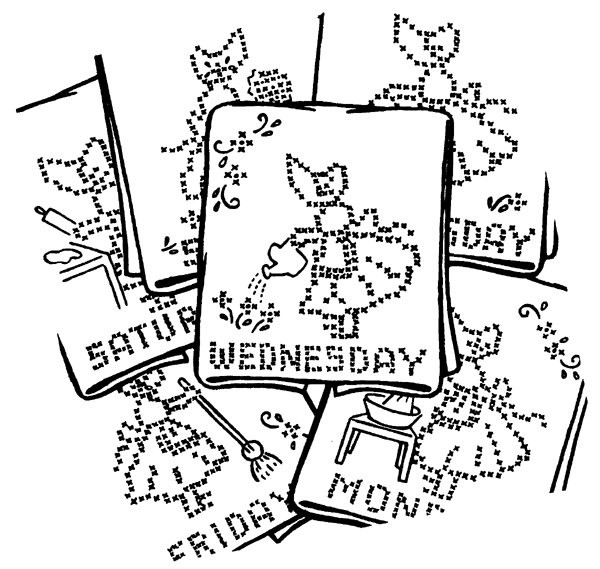 Aunt Martha's® Iron-on Hand Stitch Embroidery Transfer Pattern #3419 Cross Stitch Colonial Girl