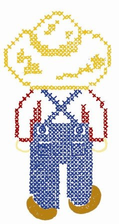 Aunt Martha's Hand Stitch Iron-on Embroidery Transfer Pattern #3795 Sunbonnet Sue & Overall Bill in Cross Stitch