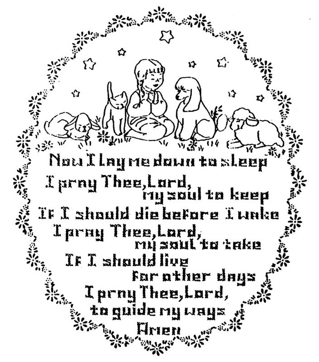 Aunt Martha's Hand Stitch Iron-on Embroidery Transfer Pattern #3943 Child's Prayer for Crib Quilt or Toddler Bed