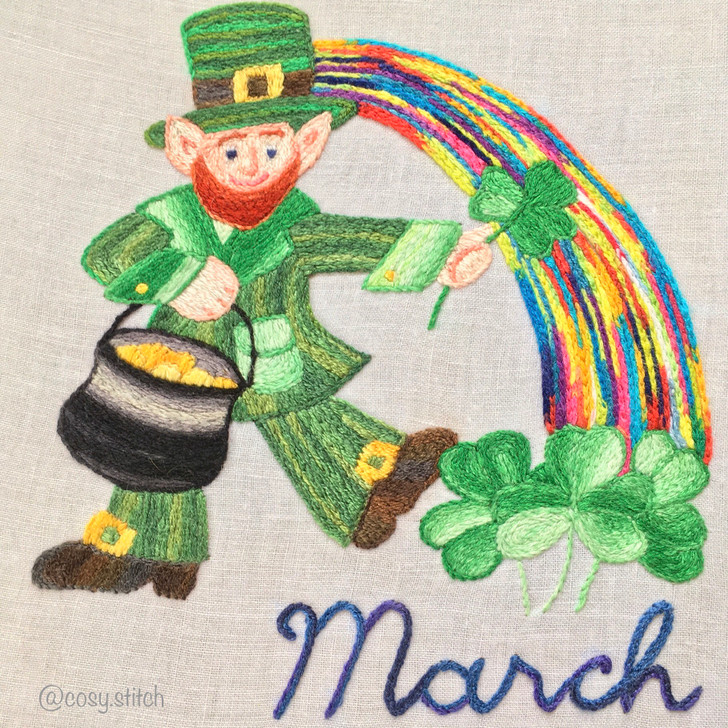 Aunt Martha's Hand Stitch Iron-on Embroidery Transfer Pattern #3995 Monthly Madness. Designs for Quilt Blocks or Tea Towels.