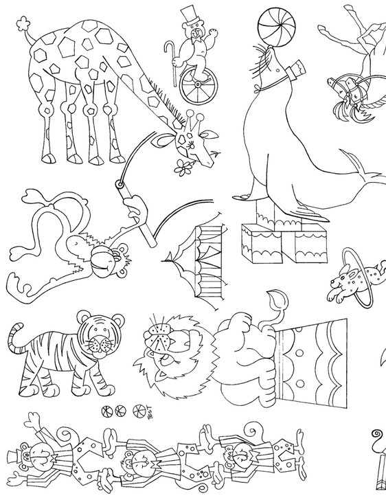 Aunt Martha's® Embroidery Transfer Pattern #363 Circus Animals