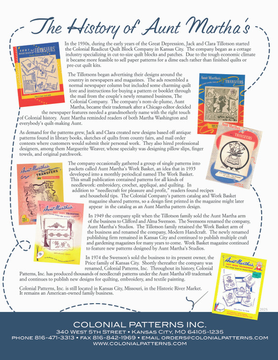 Colonial Patterns Inc and the history of Aunt Martha's®