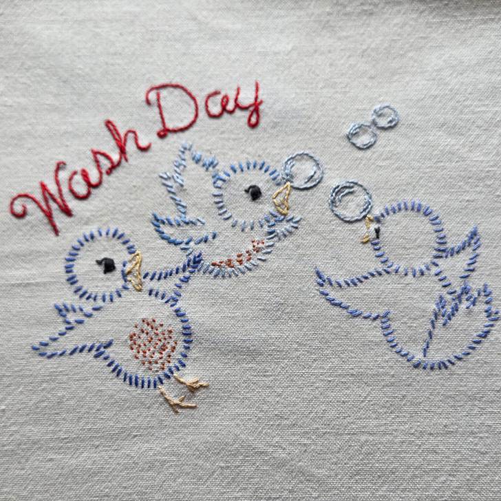 Aunt Martha's® Iron-on Embroidery Transfer Pattern #4014 Baby Chicks - Wash Day