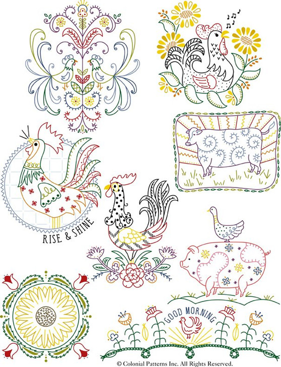 Stitcher's Revolution® Hand Stitch Iron-on Embroidery Transfer Pattern #SR23 Stitcher's Revolution Folksy Farm.