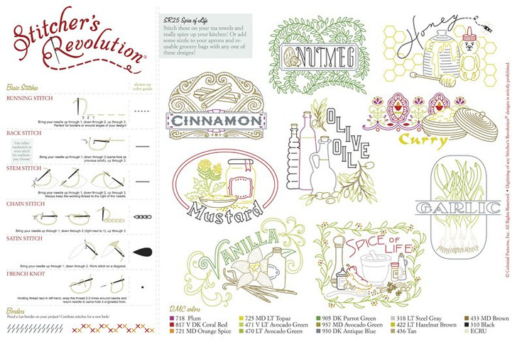 Stitcher's Revolution® Hand Stitch Iron-on Embroidery Transfer Pattern #SR25 Spice of Life.