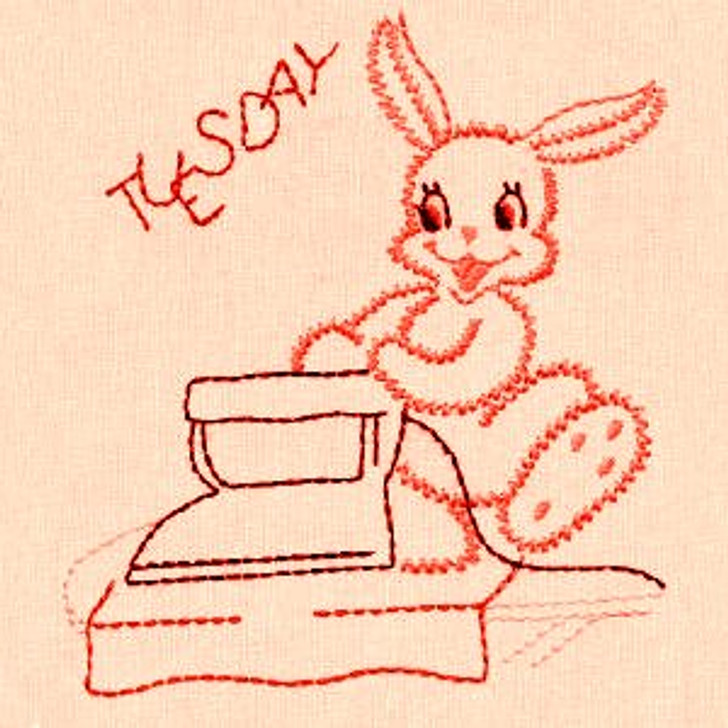 Aunt Martha's #675 Bunny Rabbit Redwork (Machine Embroidery File)