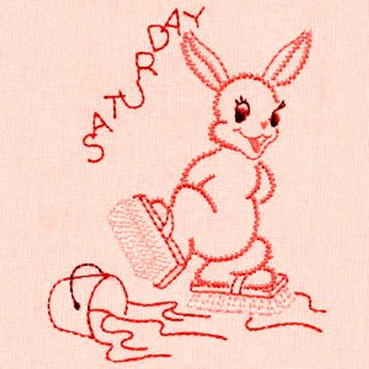 Aunt Martha's #675 Bunny Rabbit Redwork (Machine Embroidery File)