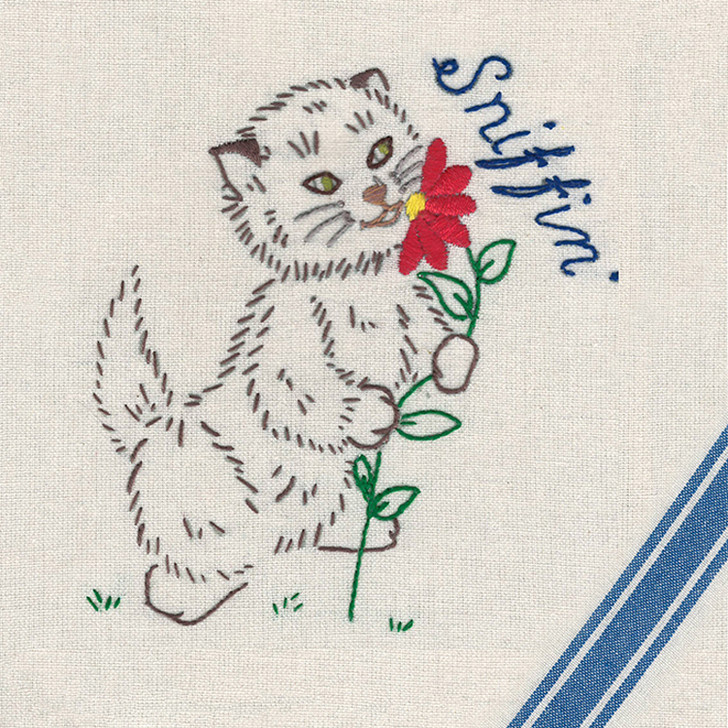 Iron-on Hand Embroidery Transfer Pattern Aunt Martha's® #3183 Sparky the Kitten.