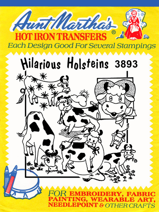 Hand Embroidery Iron-on Transfer Pattern Aunt Martha's® Iron-on Hand  Embroidery Transfer Pattern Iron-on Hand Embroidery Transfer Pattern #3893  Hilarious Holsteins.