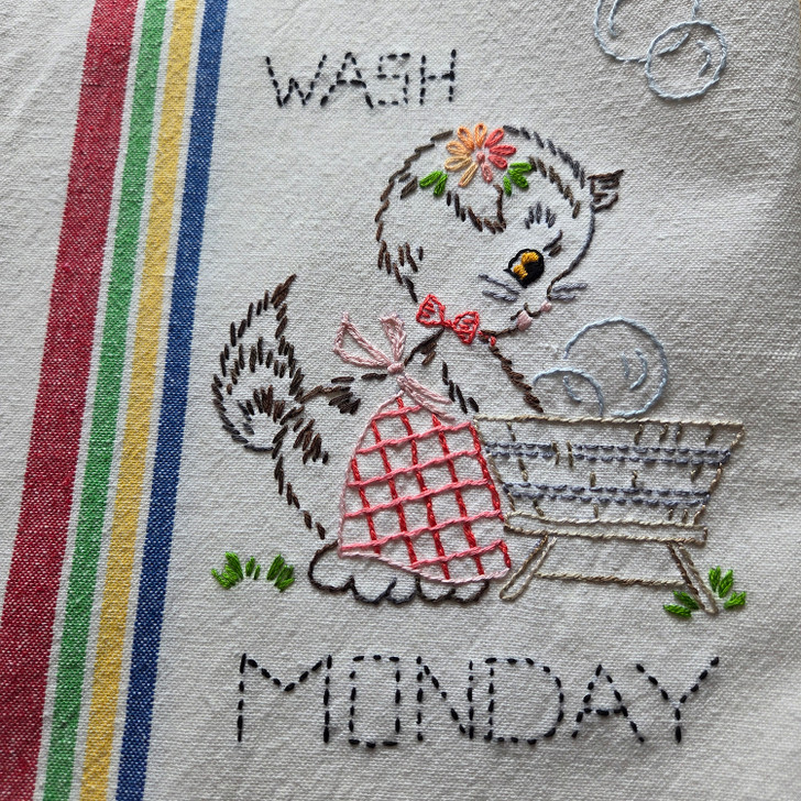 Vogart® Iron-on Embroidery Transfer Pattern #219 A Kitten A Day to Cheer Your Kitchen - Monday