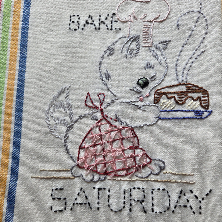 Vogart® Iron-on Embroidery Transfer Pattern #219 A Kitten A Day to Cheer Your Kitchen - Saturday