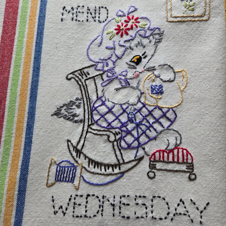 Vogart® Iron-on Embroidery Transfer Pattern #219 A Kitten A Day to Cheer Your Kitchen - Wednesday
