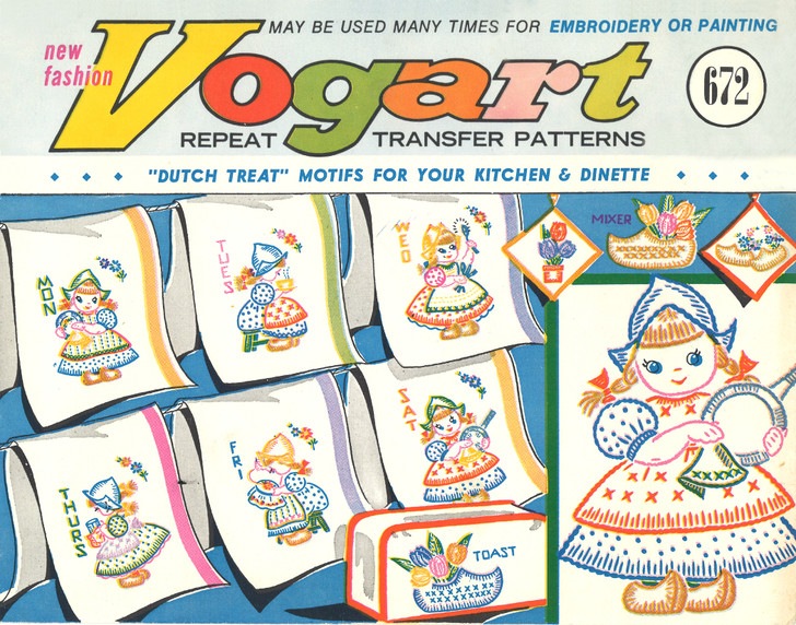 Vogart® Hand Stitch Iron-on Embroidery Transfer Pattern #672 Dutch Treat