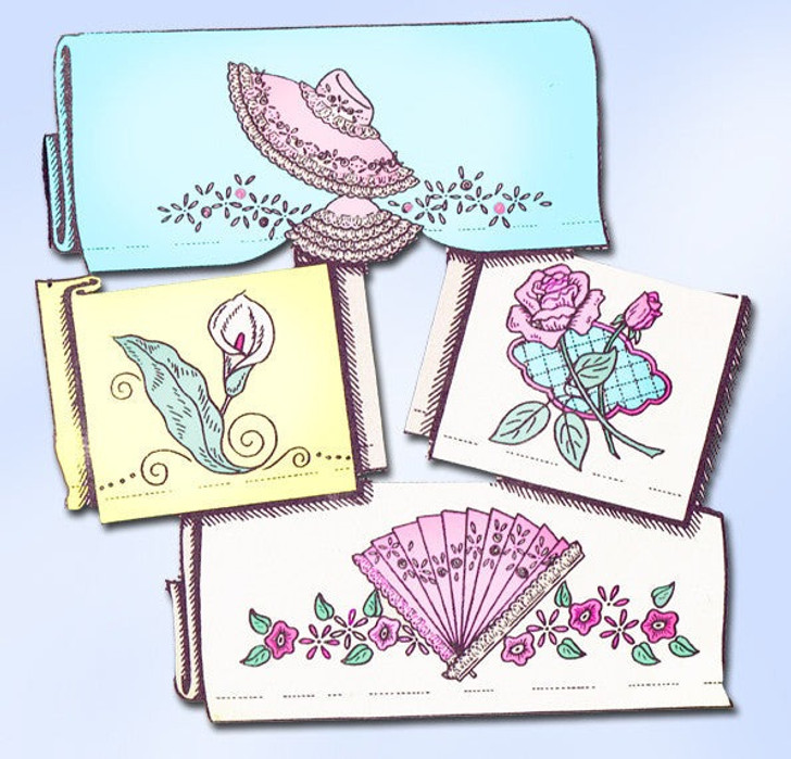 Aunt Martha's® Iron-on Hand Stitch Embroidery Transfer Pattern #3582 Colonial Floral Pillow Slips