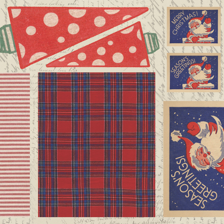 Treasured Threadz™ Fabric Panel - Santa's Sleigh Ride (ABTT206) fabric panel sectional close-up.