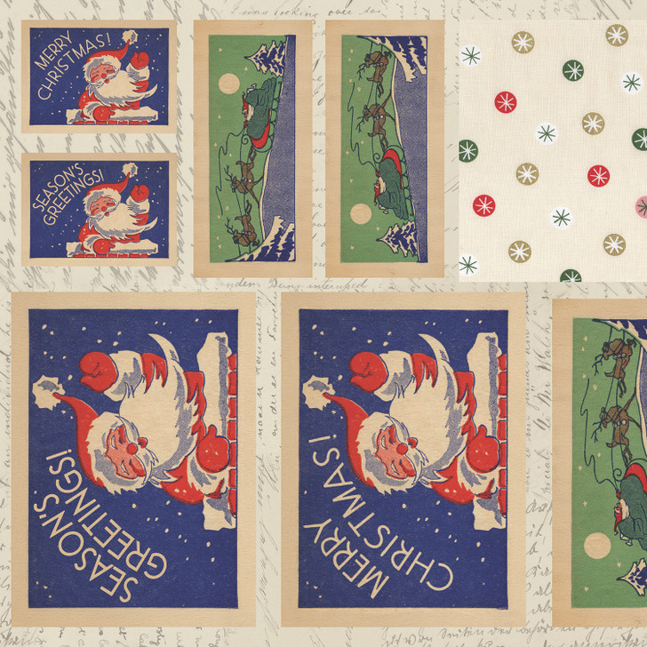 Treasured Threadz™ Fabric Panel - Santa's Sleigh Ride (ABTT206) fabric panel sectional close-up.