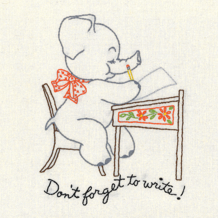 Aunt Martha’s #3797 Funny Elephants vintage iron-on embroidery transfer pattern with seven humorous elephant designs.