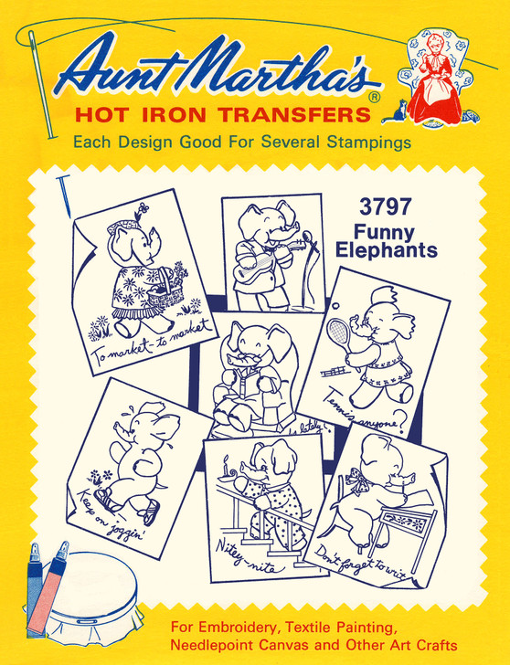 Aunt Martha's #3797 Funny Elephants