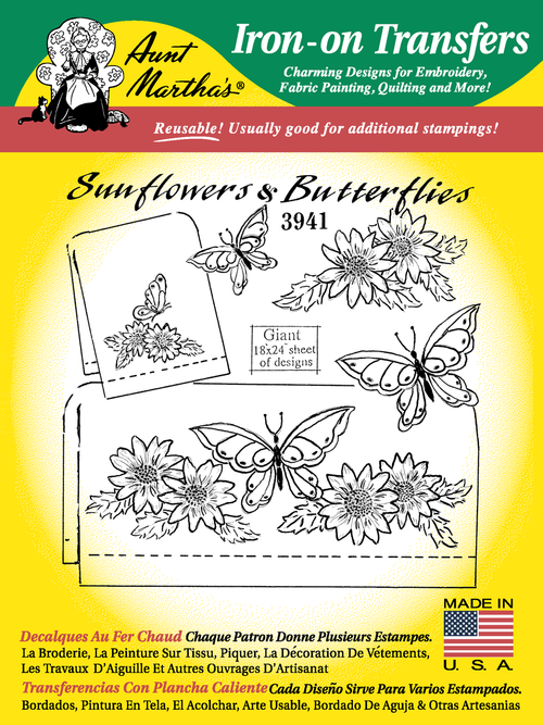 Aunt Martha's® #3941 Sunflowers & Butterflies — Countryside Quilts (Sue's  Quilting Company)