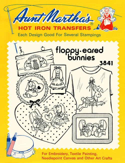 Hand Embroidery Iron-on Transfer Pattern Aunt Martha's® Iron-on Hand Embroidery  Transfer Pattern Aunt Martha's® #3841 Floppy-Eared Bunnies.