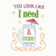 Aunt Martha's® Dirty Laundry tea towel + card. You Look Like I Need A Drink!