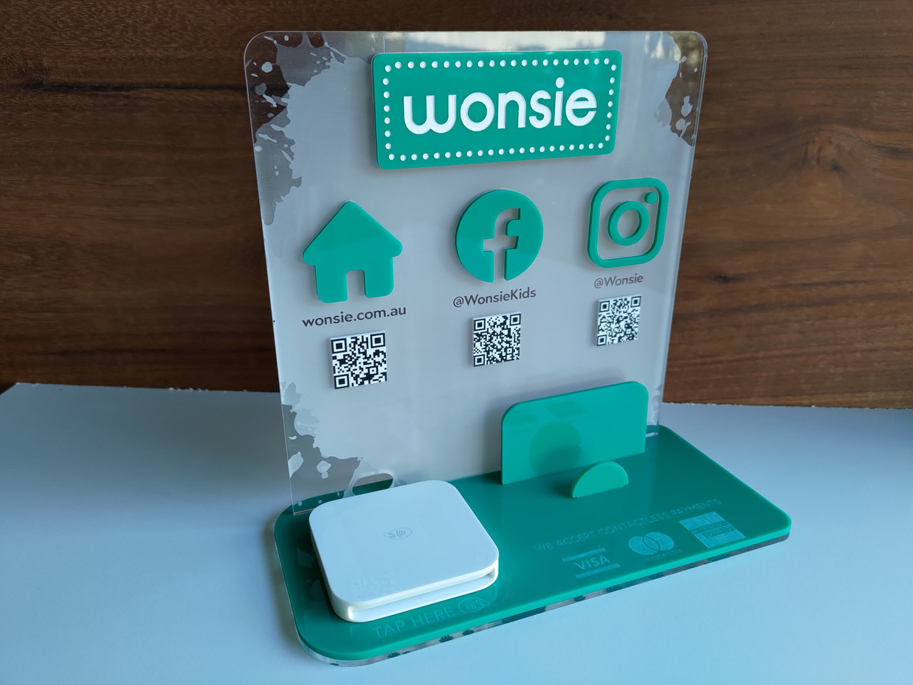 Social Media & Square Reader Holder Stand (All Acrylic) Personalisable