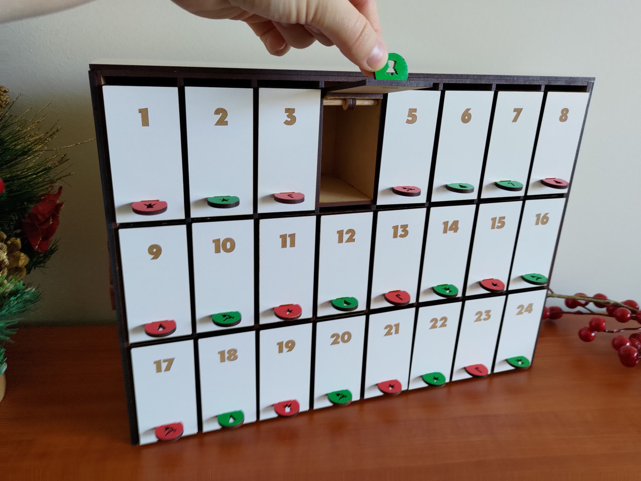 Christmas Advent Calendar (Wood) Personalisable