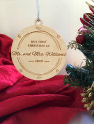 Christmas Ornament (Wood) - First Christmas as Mr & Mrs - Personalisable