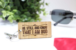 Keyring (Wood) - Be Still And Know Double Sided