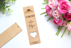 Wedding Favour (Wood) - Heart Save the Date Bookmark - Personalisable Wedding Favour (Wood) - Heart Save the Date Bookmark - Personalisable