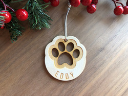 Christmas Pet Ornament (Wood) - Paw Control - Personalisable