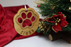 Christmas Pet Ornament (Wood) - Paw Control - Personalisable