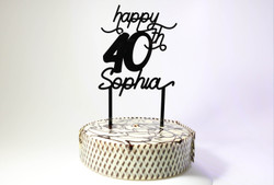 Cake Topper (Acrylic) - Happy Birthday Age and Name - Personalisable