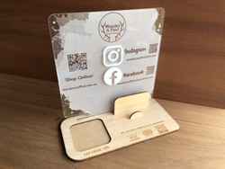 Social Media  & Square Reader Holder Stand (Acrylic & Wood) -  Personalisable Social Media  & Square Reader Holder Stand (Acrylic & Wood) -  Personalisable