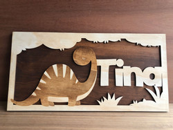 Dinosaur Name Sign (Wood) - Personalisable Dinosaur Name Sign (Wood) - Personalisable