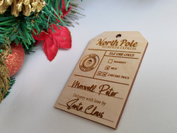 Christmas Gift Tag (Wood) - North Pole Reindeer Express - Personalisable