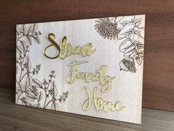 Eucalyptus Leaves and Gumnuts Housewarming Gift (Wood & Acrylic) - Personalisable Eucalyptus Leaves and Gumnuts Housewarming Gift (Wood & Acrylic) - Personalisable