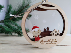 Multilayered Christmas Ornament (Wood & Acrylic) - Baby's First Christmas Village- Personalisable Multilayered Christmas Ornament (Wood & Acrylic) - Baby's First Christmas Village- Personalisable
