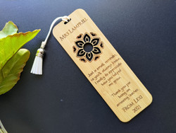 Teacher Bookmark (Wood) - Blooming Flower - Personalisable